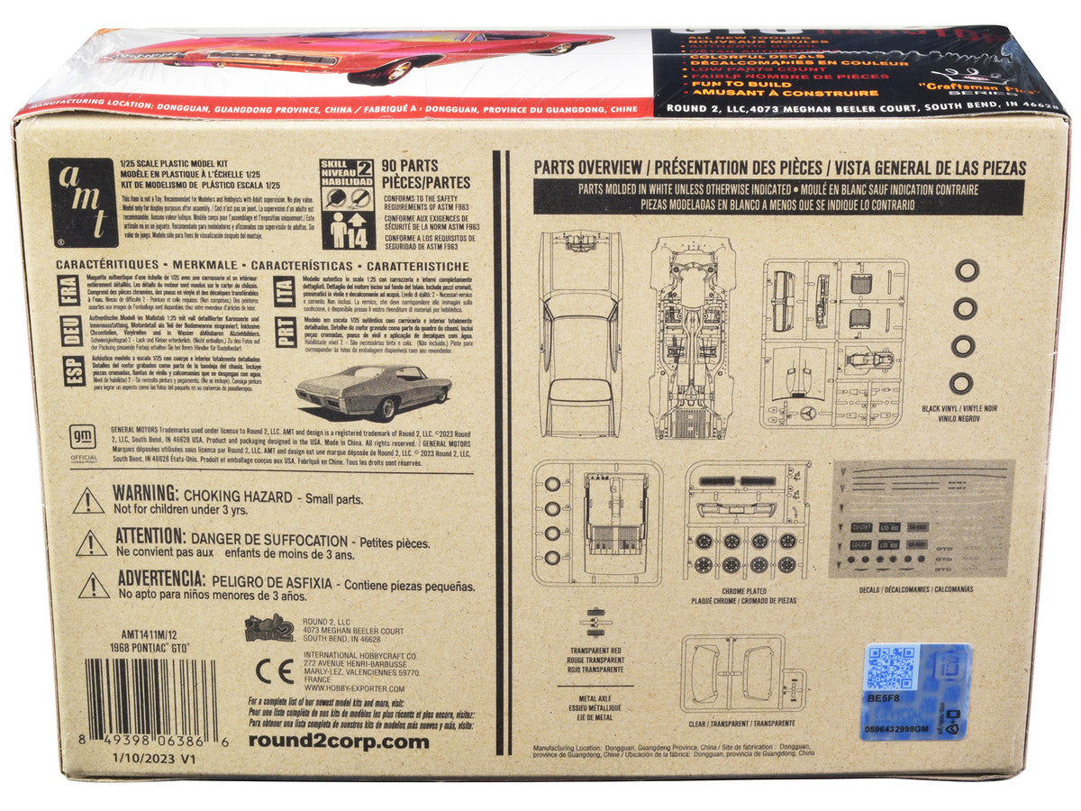Skill 2 Model Kit 1968 Pontiac GTO Hardtop "Craftsman Plus" Series 1/25 Scale Model by AMT-3