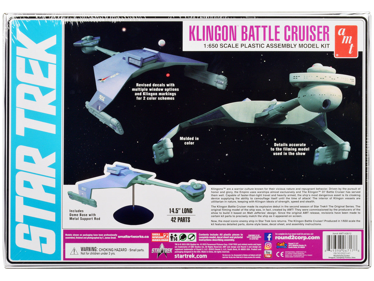 Skill 2 Model Kit "Klingon Warrior Empire" Alien Battle Cruiser "Star Trek" (1966-1969) TV Series 1/650 Scale Model by AMT-3