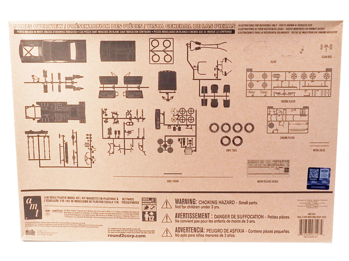 Skill 3 Model Kit 1964 1/2 Ford Mustang Coupe 60th Anniversary 1/16 Scale Model by AMT-2