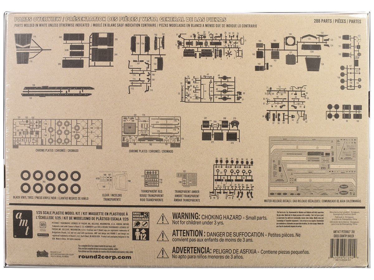 Skill 3 Model Kit Peterbilt 359 "Cross Country Hauler" 1/25 Scale Model by AMT-3