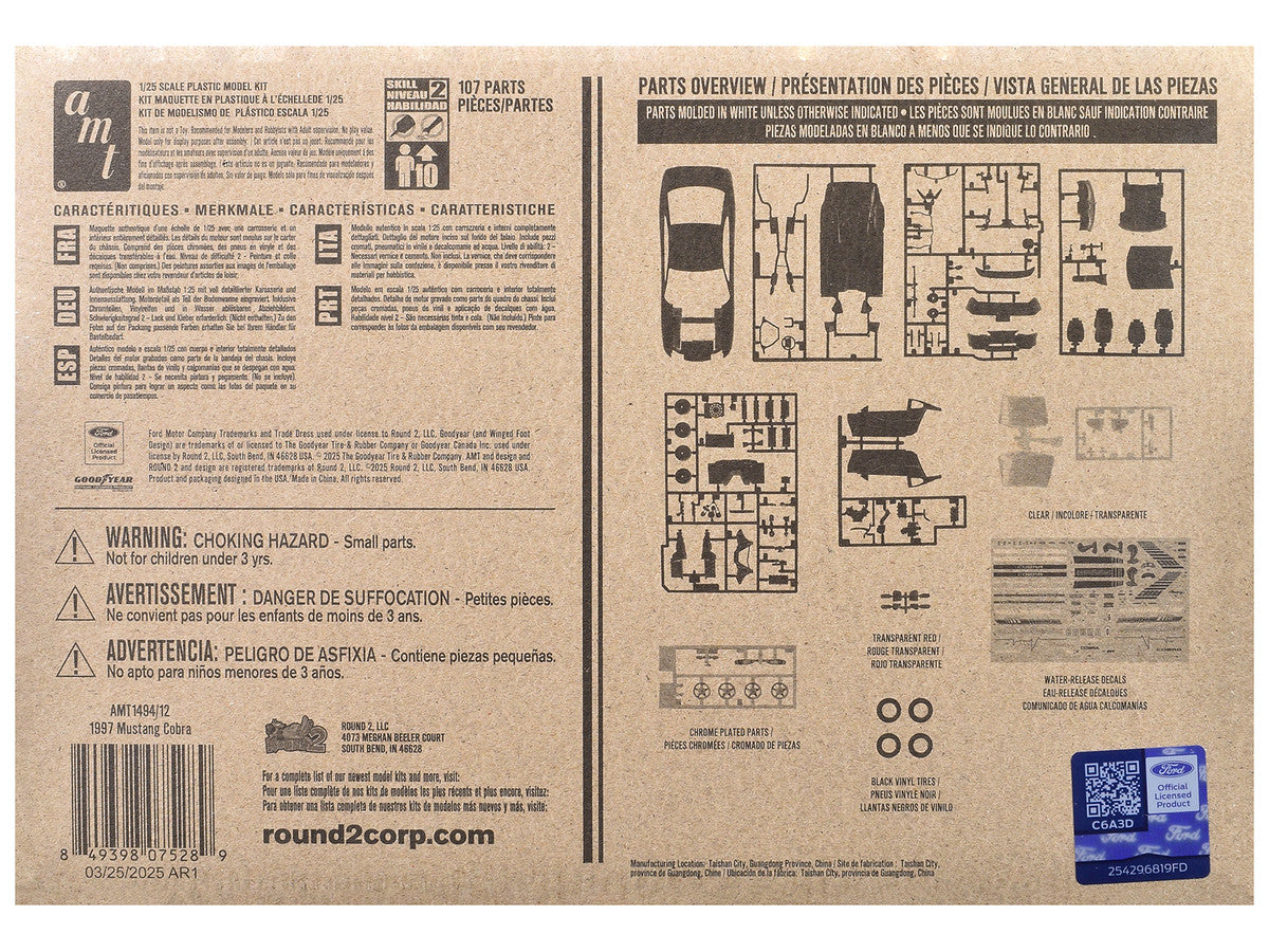 1997 Ford Mustang Cobra 1/25 Scale Skill 2 Model Kit  by AMT 3