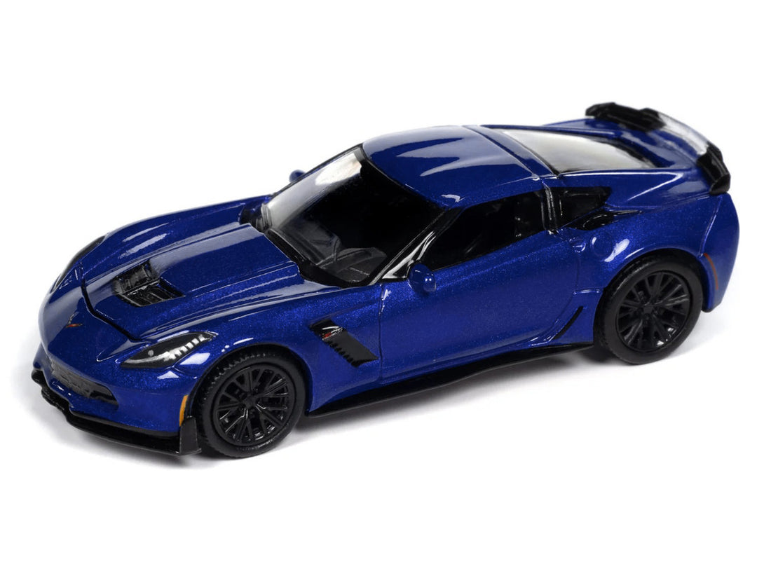 2019 Chevrolet Corvette Z06 Elkhart Lake Blue Metallic "Sports Cars" Series 1/64 Diecast Model Car by Auto World-0