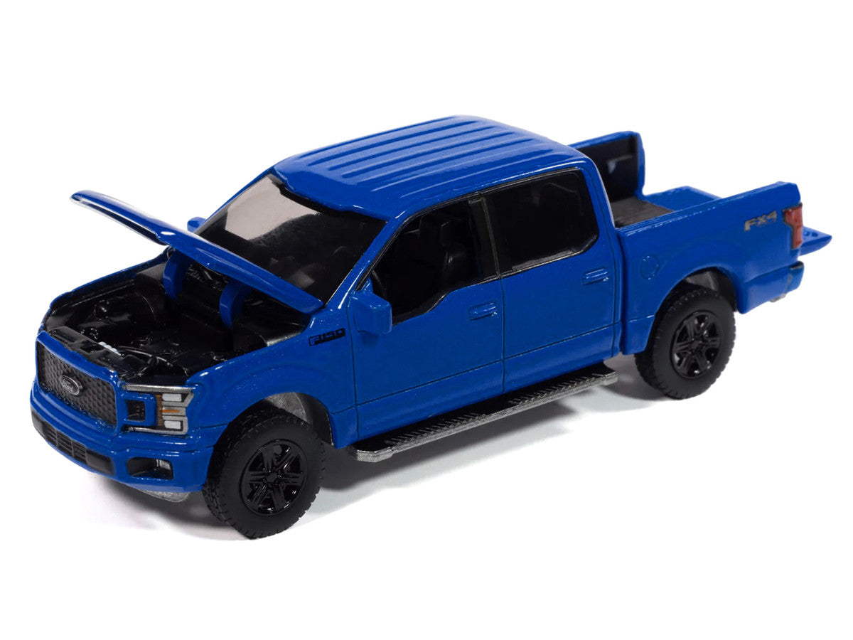 2020 Ford F-150 FX4 Black Appearance Package Pickup Truck Velocity Blue "Muscle Trucks" Series 1/64 Diecast Model Car by Auto World-0