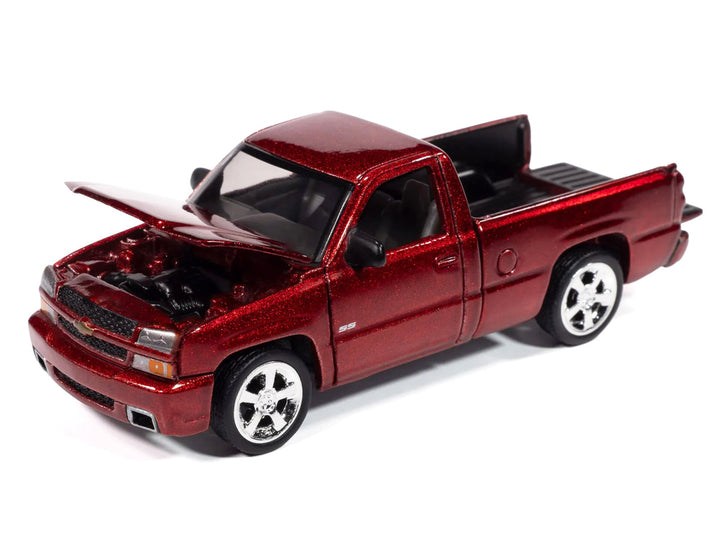 2005 Chevrolet Silverado SS Custom Pickup Truck Candy Apple Red "Muscle Trucks" Series 1/64 Diecast Model Car by Auto World-0