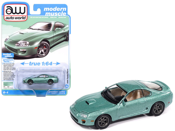 1998 Toyota Supra Caribbean Green Metallic with collector packaging and diecast model