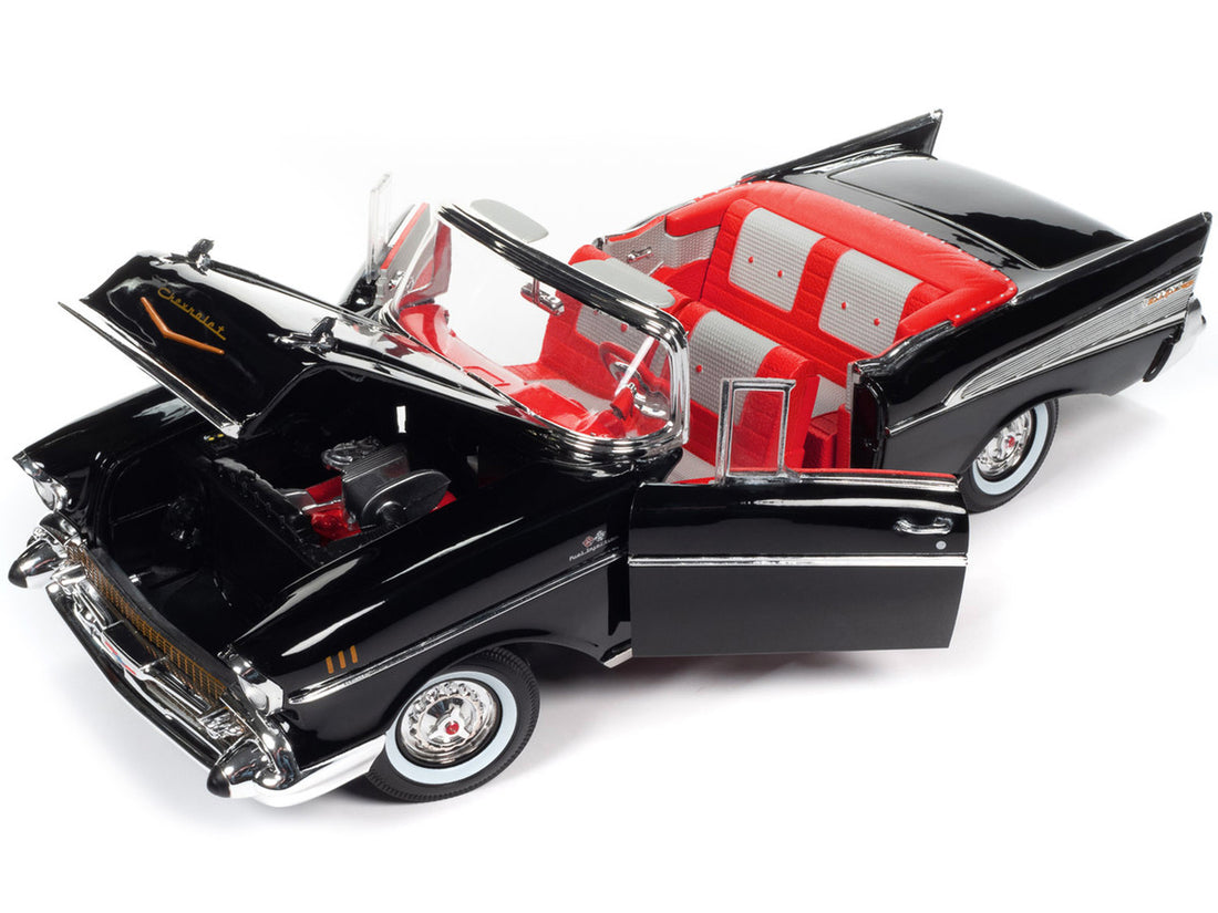 1957 Chevrolet Bel Air Convertible Onyx Black James Bond 007 "Dr. No" (1962) Movie "60 Years of Bond" Series 1/18 Diecast Model Car by Auto World-1