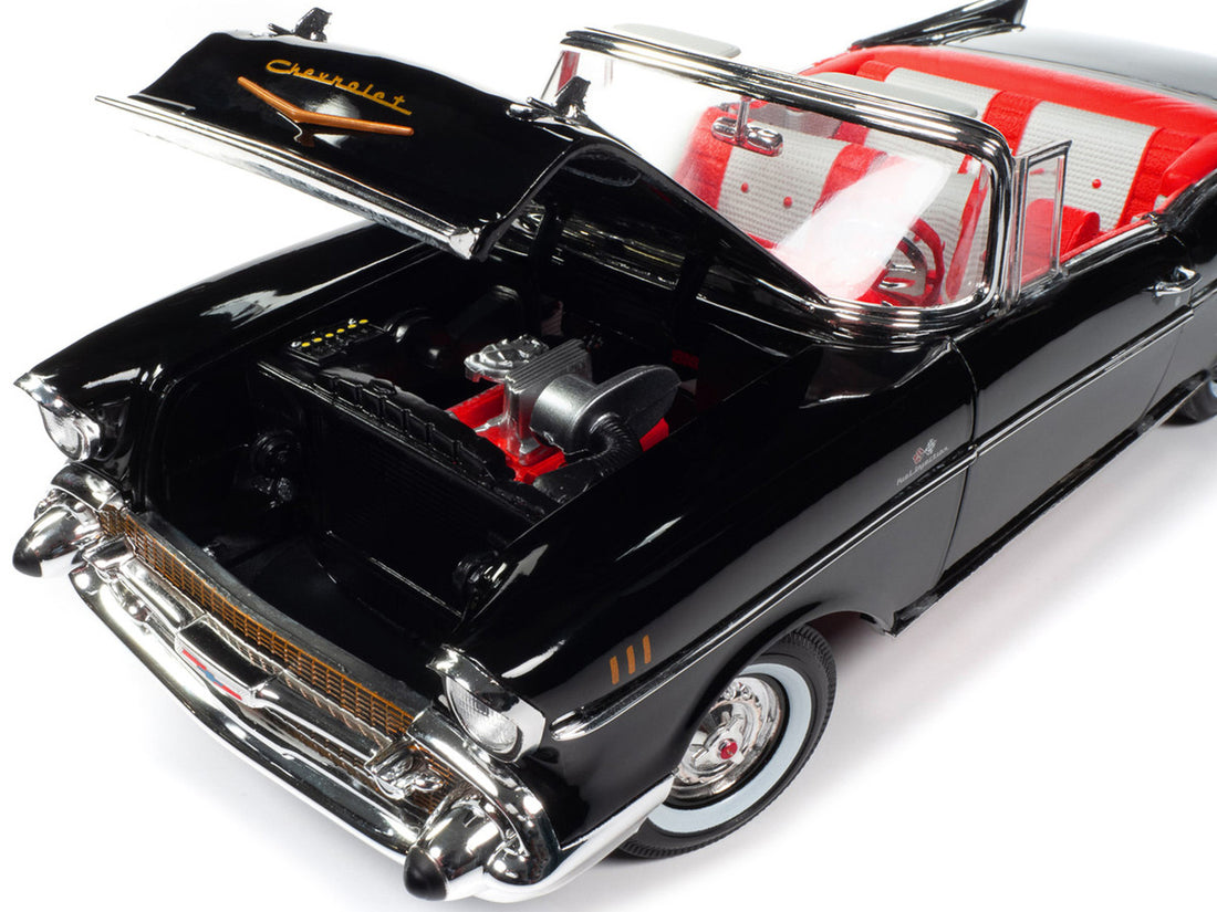 1957 Chevrolet Bel Air Convertible Onyx Black James Bond 007 "Dr. No" (1962) Movie "60 Years of Bond" Series 1/18 Diecast Model Car by Auto World-2