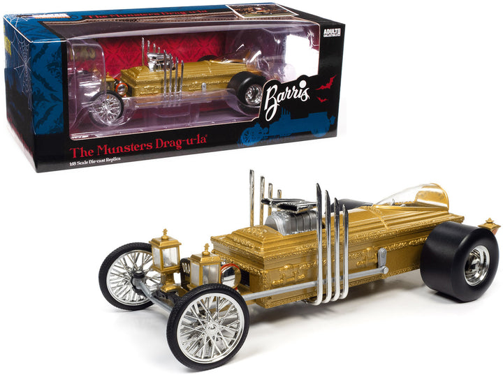 George Barris' Drag-u-la Gold "The Munsters" (1964-1966) TV Series "Silver Screen Machines" Series 1/18 Diecast Model by Auto World-0