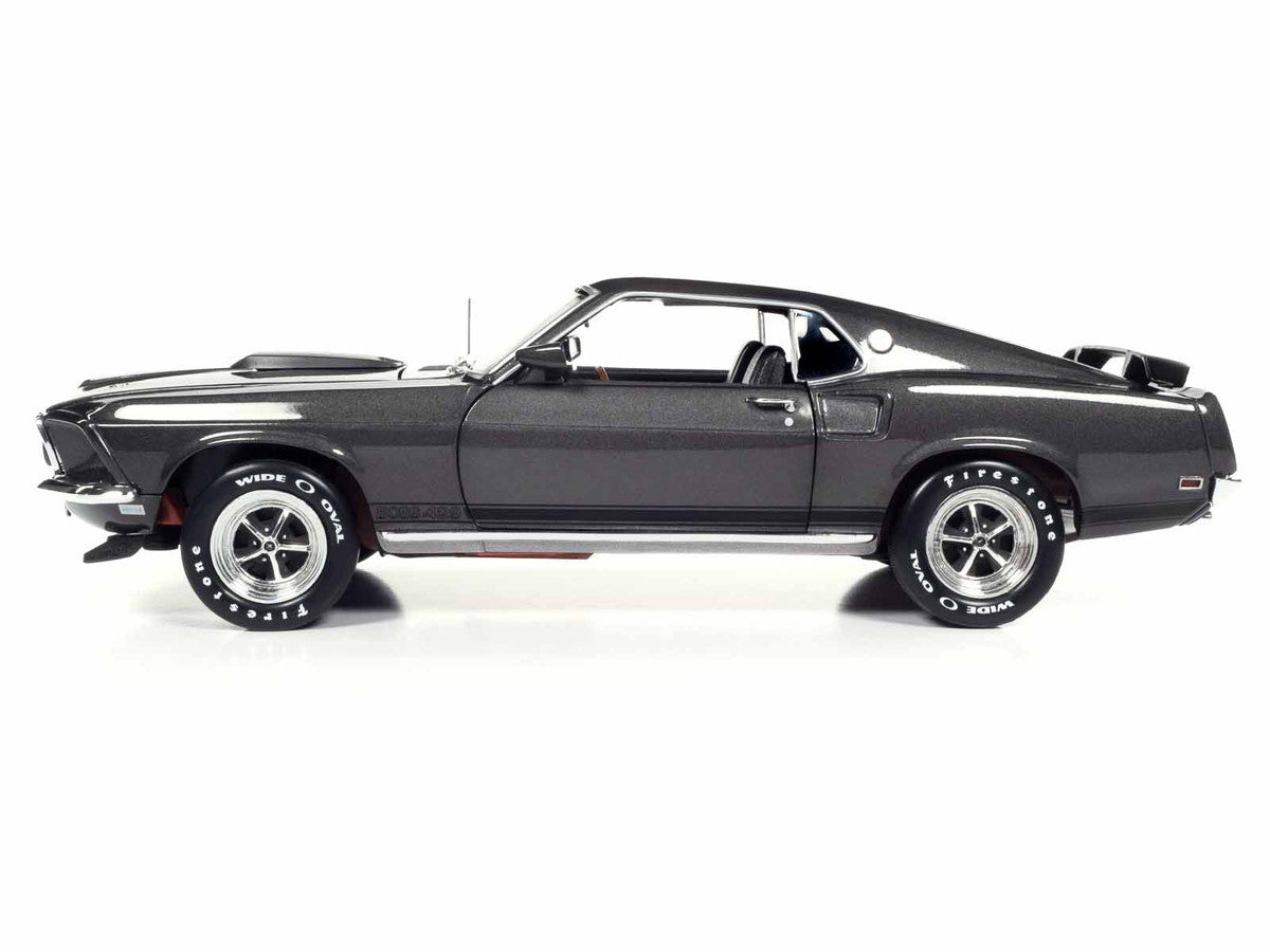 1969 Ford Mustang Dark Gray Metallic with Black Stripes "John Wick" (2014) Movie "Silver Screen Machines" Series 1/18 Diecast Model Car by Auto World-4