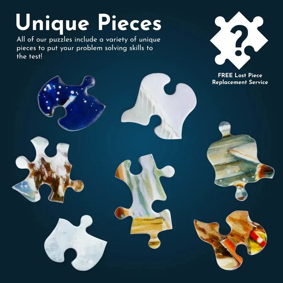 House of Puzzles unique shaped jigsaw puzzle pieces feature