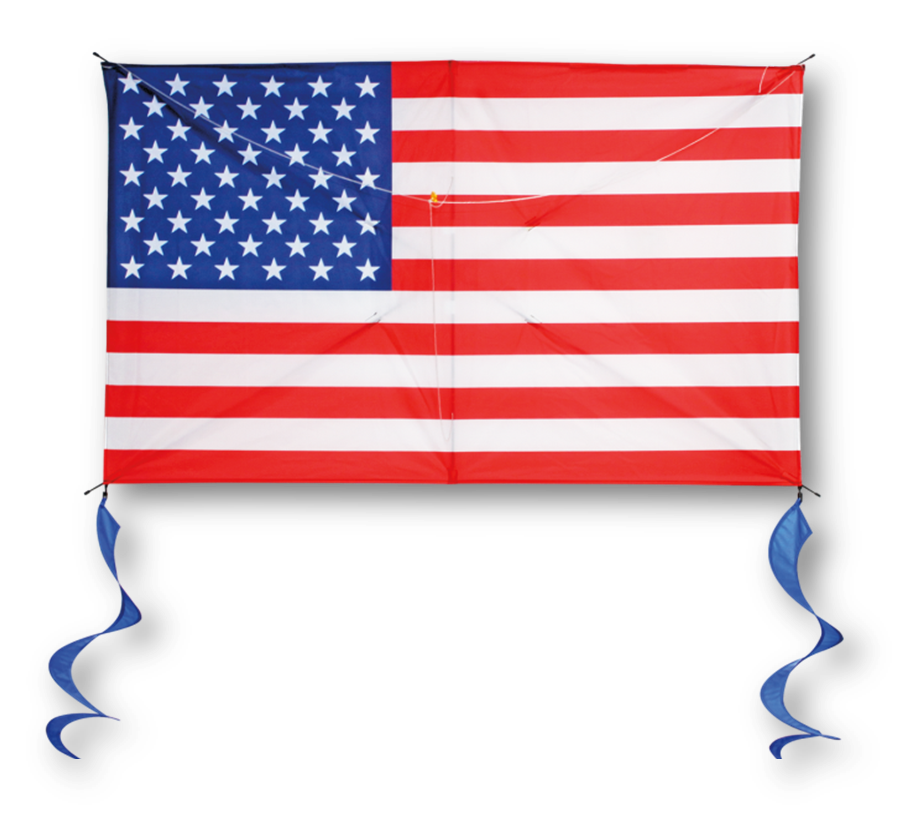 Kite - 50 Inch Wide Nylon US Flag Kite With Spinners