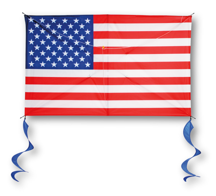 Kite - 50 Inch Wide Nylon US Flag Kite With Spinners