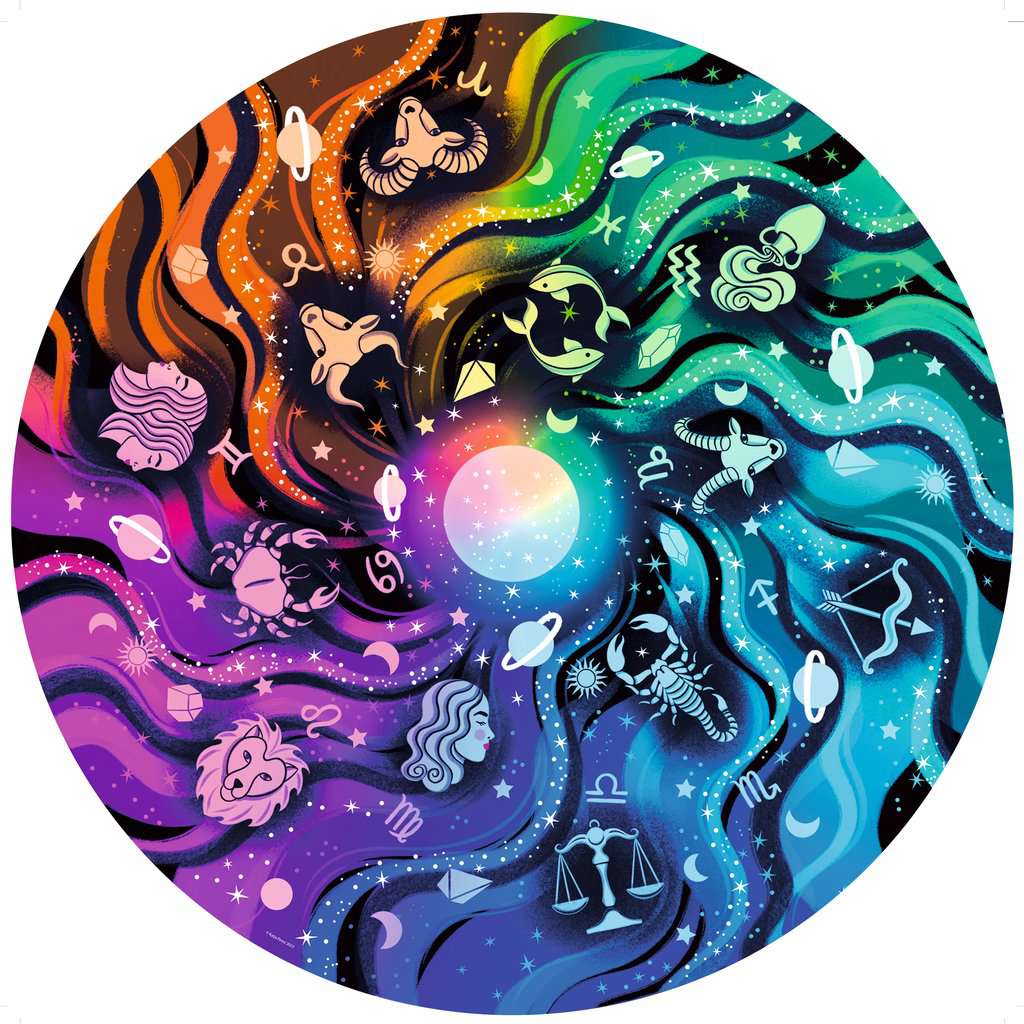 Astrology "Circle of Colors" 500 Piece Round Jigsaw Puzzle Ravensburger 2