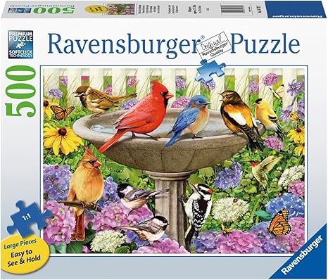 Ravensburger At the Birdbath Puzzle - 500-Piece Large Format Jigsaw Puzzle - 2 