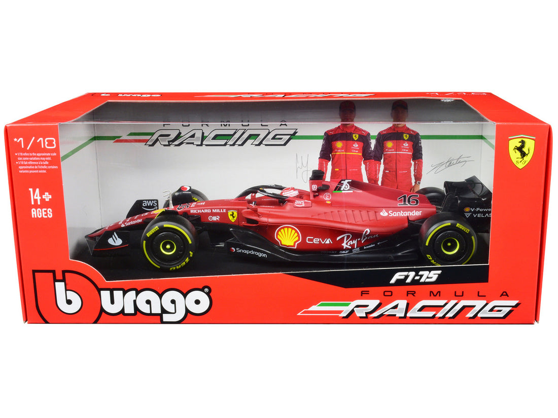 Ferrari F1-75 #16 Charles Leclerc "Ferrari Racing" Formula One F1 (2022) "Formula Racing" Series 1/18 Diecast Model Car by Bburago-0