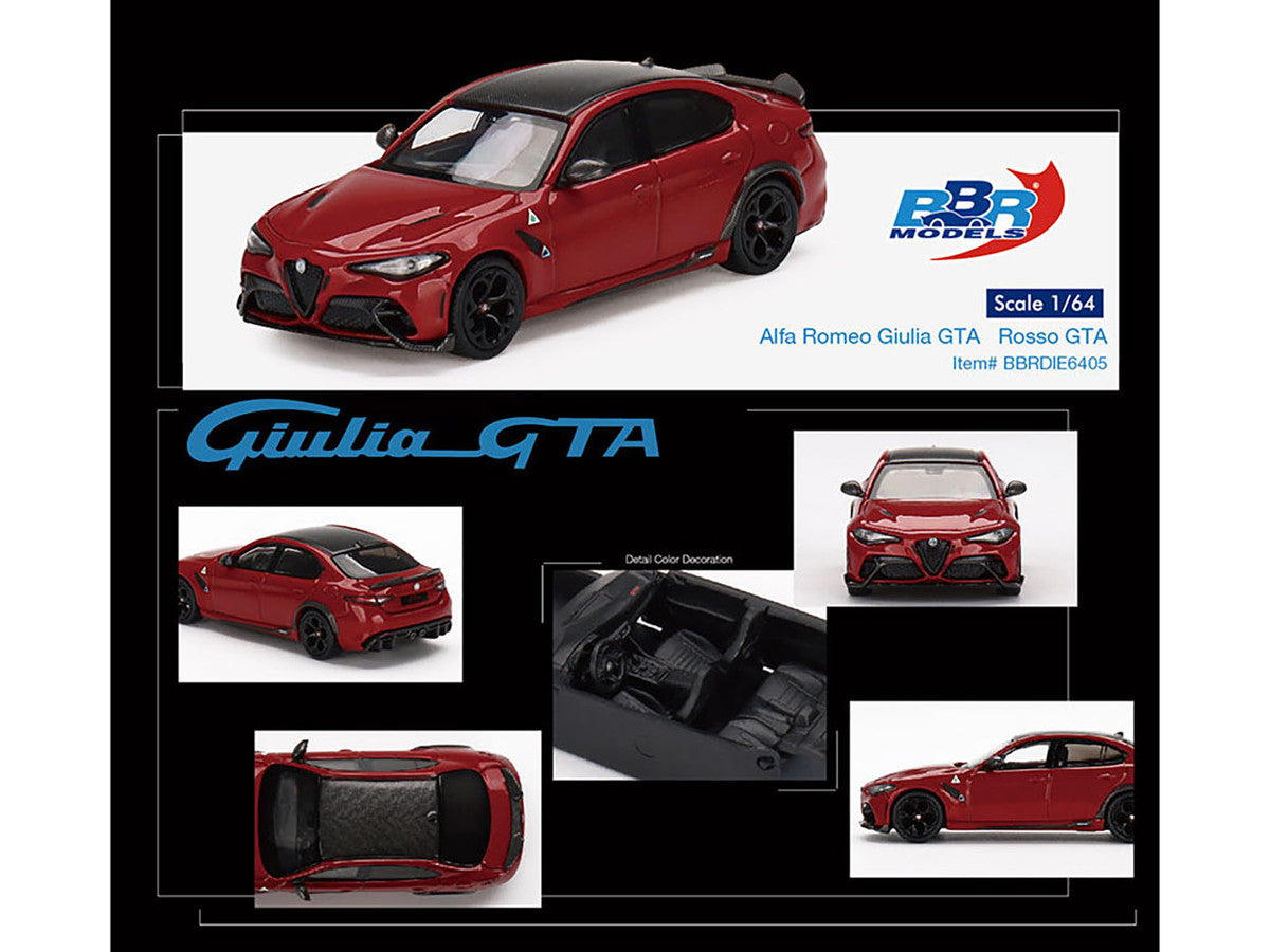 Alfa Romeo Giulia GTA Rosso GTA Red with Carbon Top 1/64 Diecast Model Car by BBR-1