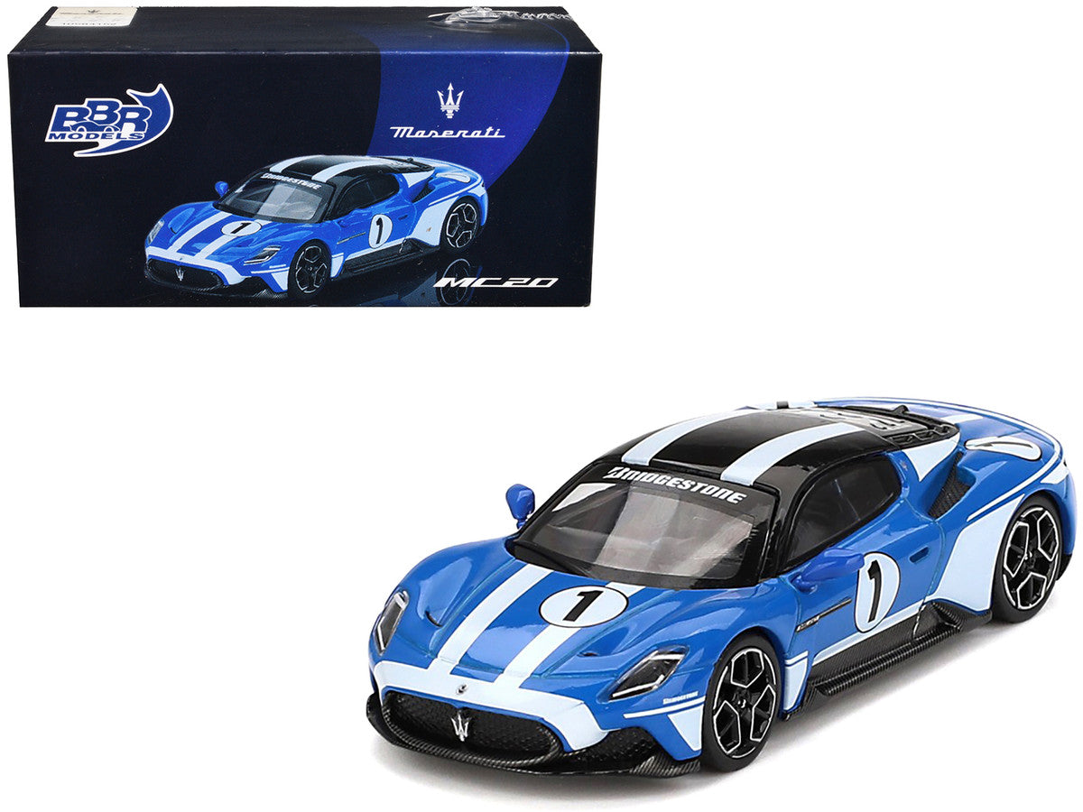 Maserati MC20 #1 Blue with White Stripes and Black Top "Maserati Performance Experience" 1/64 Diecast Model Car by BBR-3