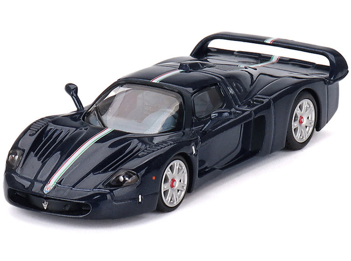 Maserati MC12 Stradale Blue Metallic with White Stripe 1/64 Diecast Model Car by BBR-1