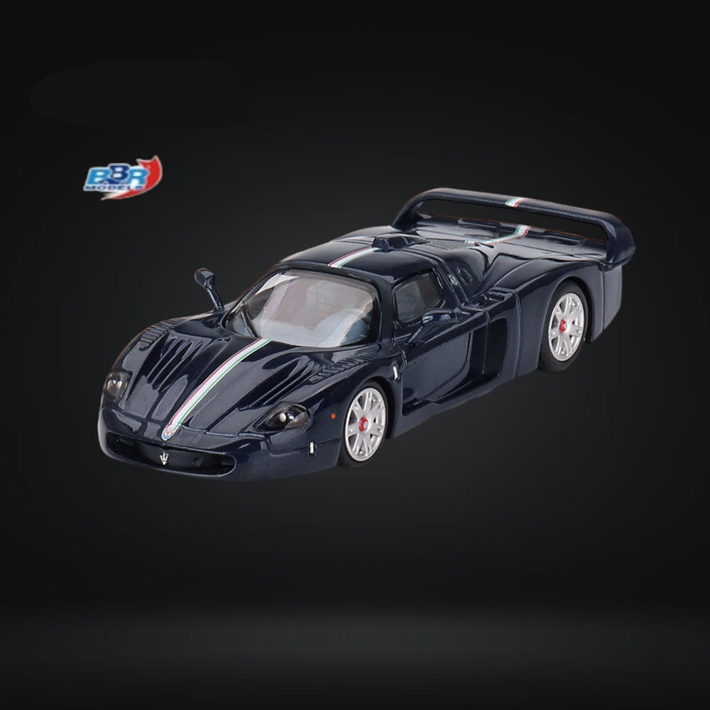 Maserati MC12 Stradale Blue Metallic w/ Stripe 1:64 by BBR BBRDIE6416 Angled Front View