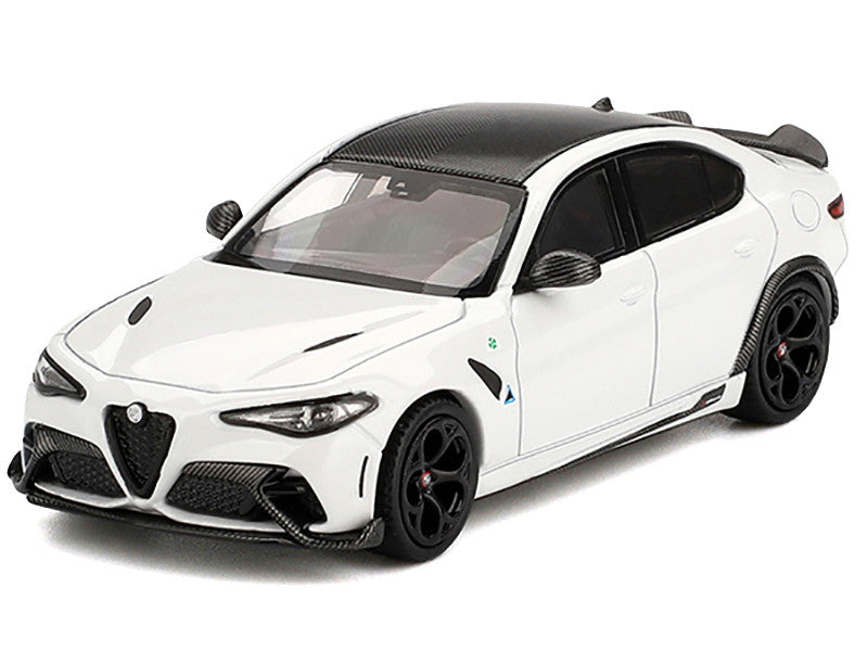 Alfa Romeo Giulia GTA White with Carbon Top 1/64 Diecast Model Car by BBR-0