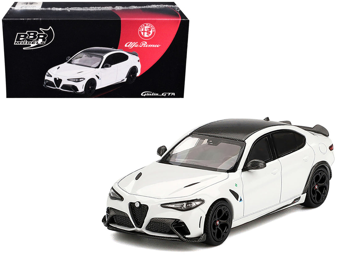 Alfa Romeo Giulia GTA White with Carbon Top 1/64 Diecast Model Car by BBR-2