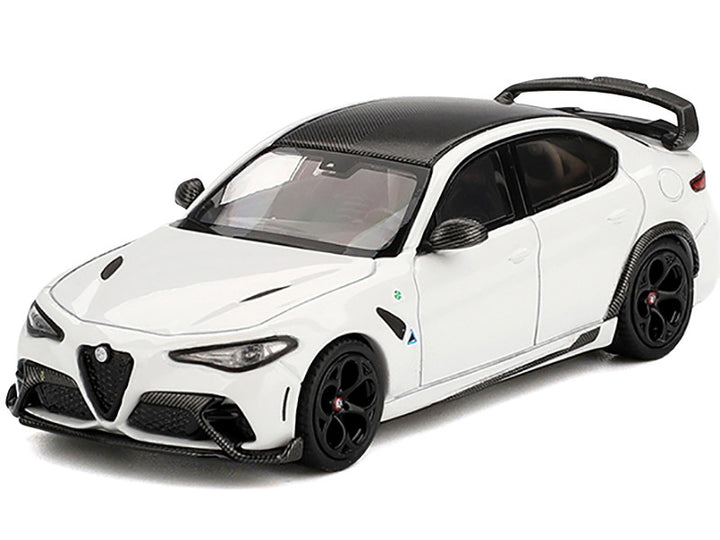 Alfa Romeo Giulia GTAm White with Carbon Top 1/64 Diecast Model Car by BBR-1