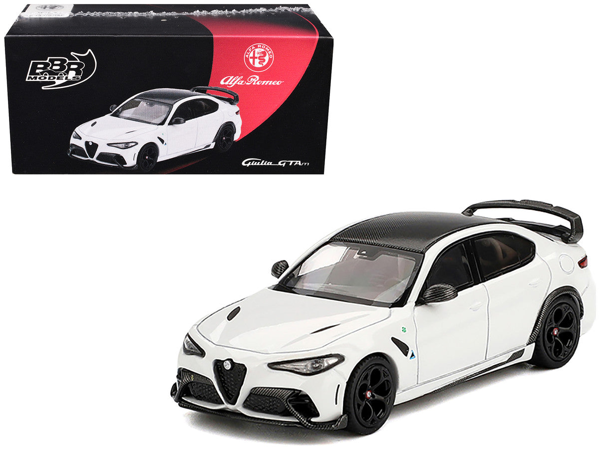 Alfa Romeo Giulia GTAm White with Carbon Top 1/64 Diecast Model Car by BBR-0