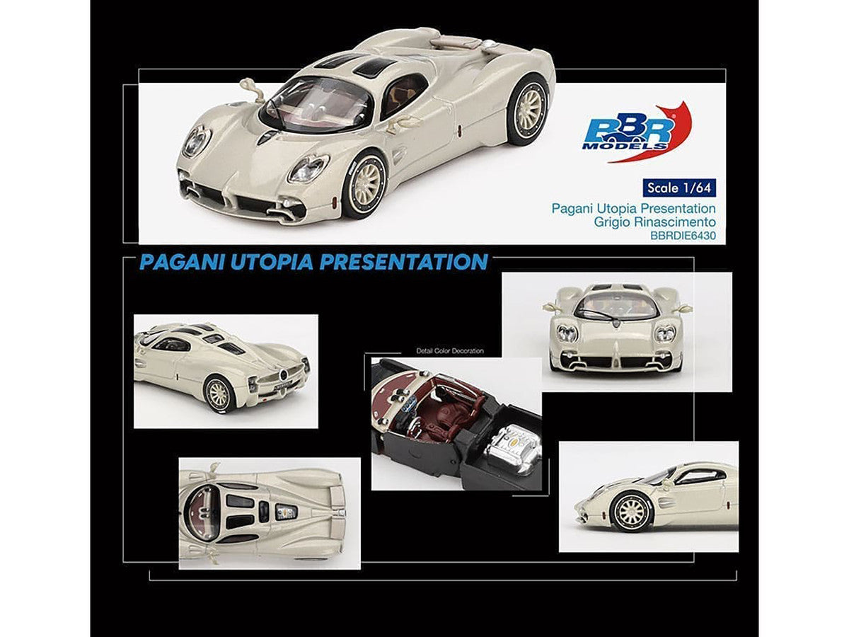 Pagani Utopia Presentation Grigio Rinascimento Silver 1/64 Diecast Model Car by BBR-2