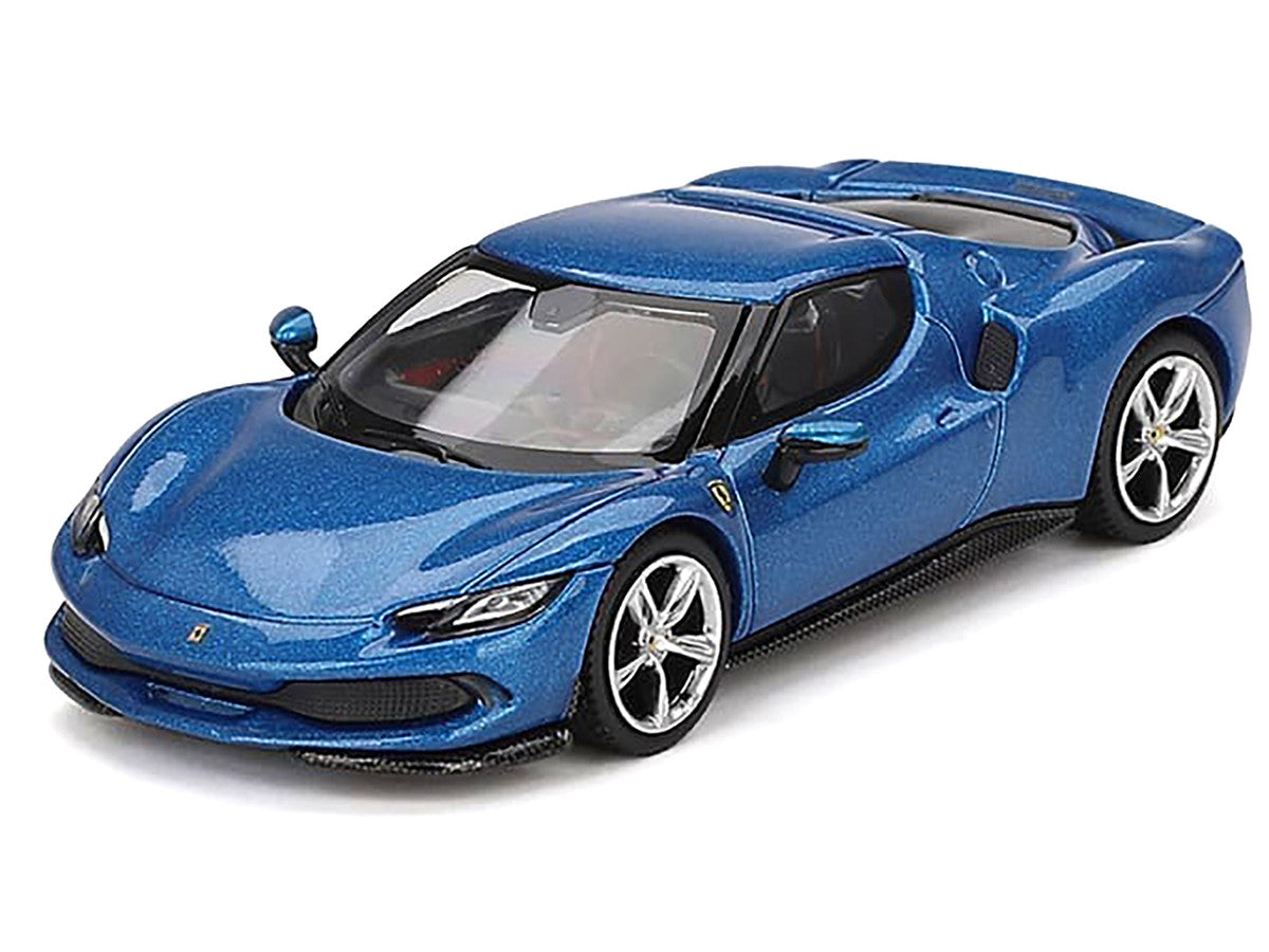 Ferrari 296 GTB Blue Corsa 1/64 Diecast Model Car by BBR-0