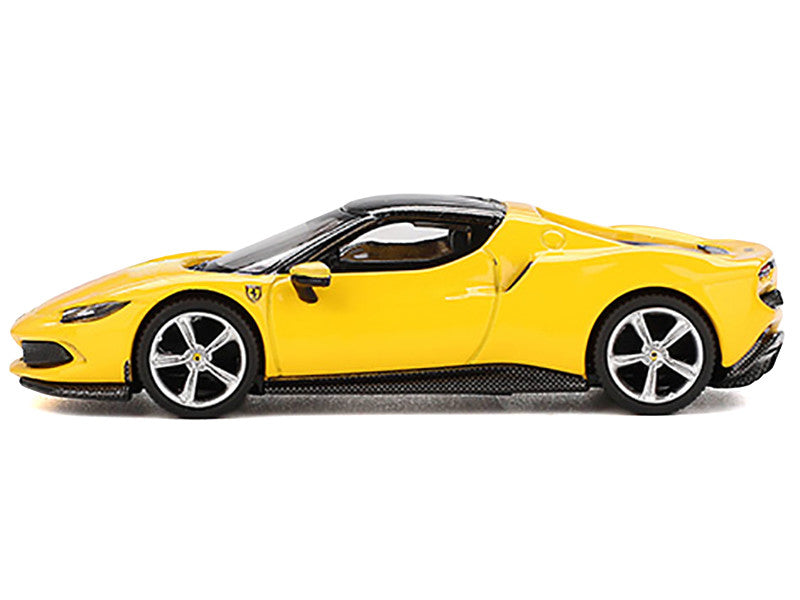 Ferrari 296 GTB Giallo Modena Yellow with Black Top 1/64 Diecast Model Car by BBR-2