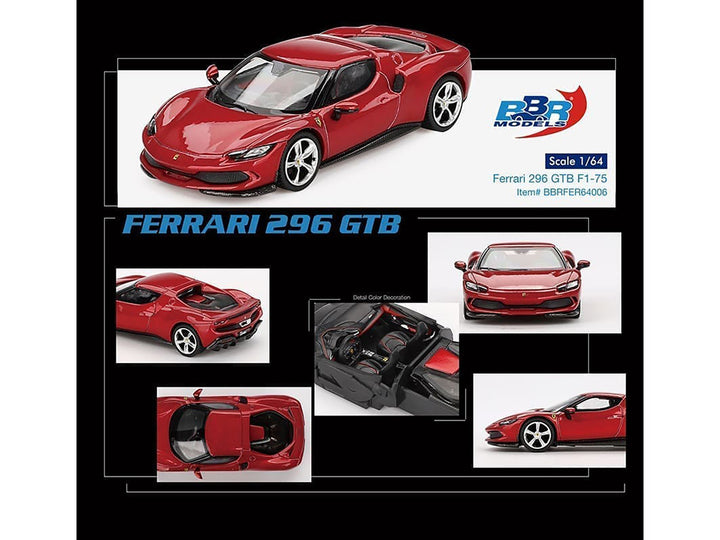 Ferrari 296 GTB Rosso Imola Red 1/64 Diecast Model Car by BBR-1