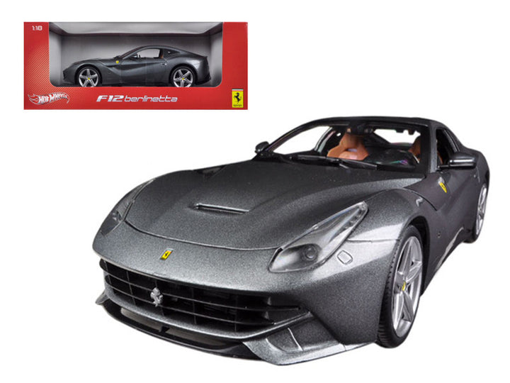 Ferrari F12 Berlinetta Grey 1/18 Diecast Car Model by Hot Wheels-0