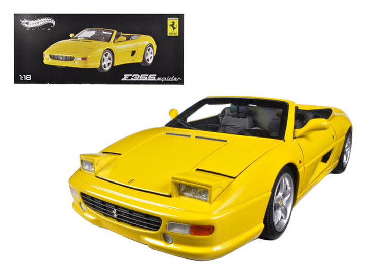 Ferrari F355 Spider Convertible Yellow Elite Edition 1/18 Diecast Car Model by Hot Wheels-0