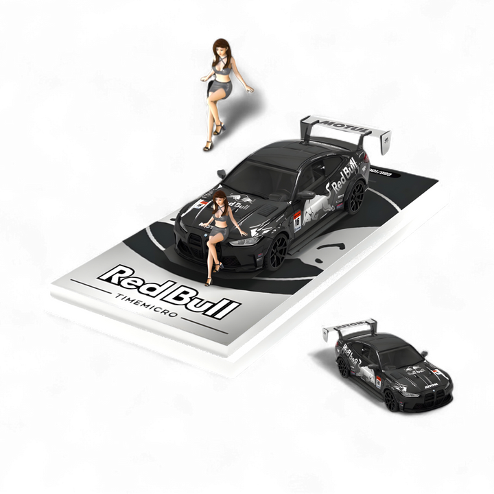 BMW M4 Modified Widebody Silver R e d B u l l - Figure Version 1:64 by TimeMicro