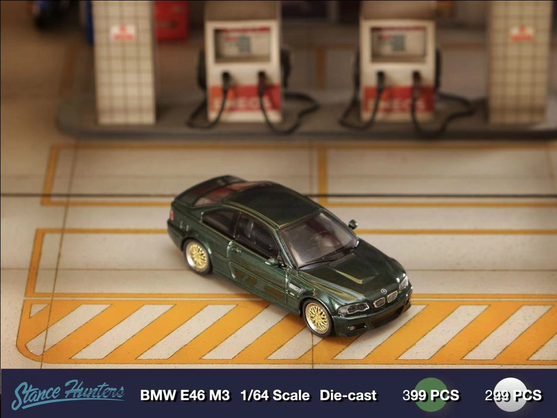 BMW E46 M3 Green with BBS Wheel (Stance Hunters) 1:64 Top View