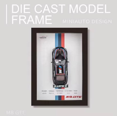 BMW M8 GTE 1:32 Scale Model Car in Photo Frame