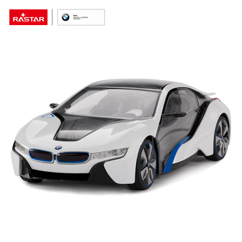 BMW i8 (White with blue strip) 1:14 Scale RC Remote Control Car by Rastar 4