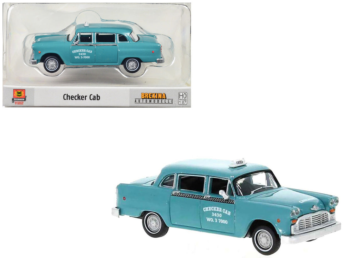 1974 Checker Cab Light Blue "Detroit" 1/87 (HO) Scale Model Car by Brekina-0