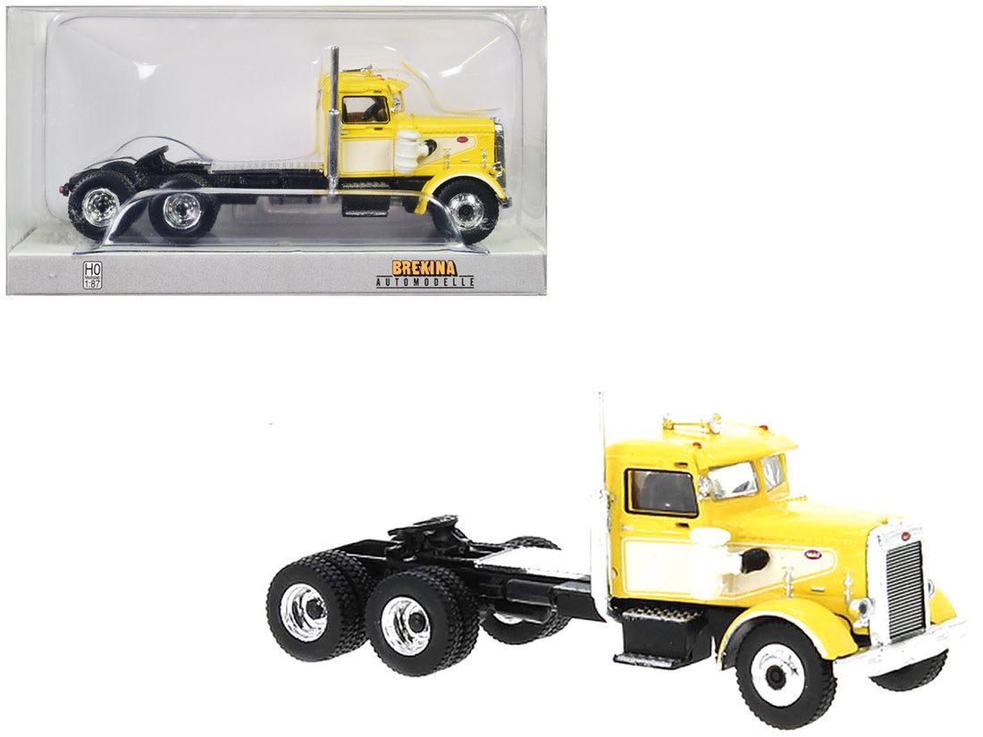 1955 Peterbilt 281 Truck Tractor Yellow and White 1/87 (HO) Scale Model Car by Brekina-0