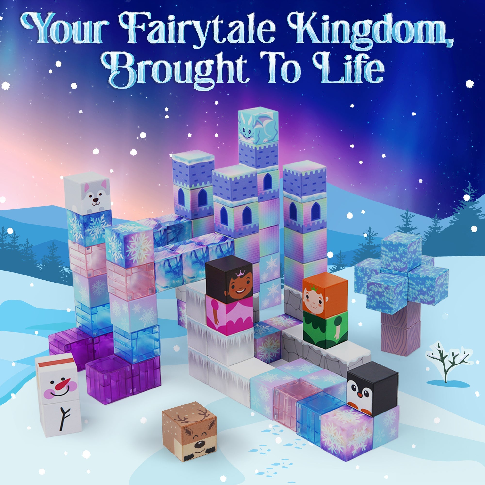 Blocchi Frosted Fairytale Magnetic Building Blocks Set Of 84pc by USA Toyz 5