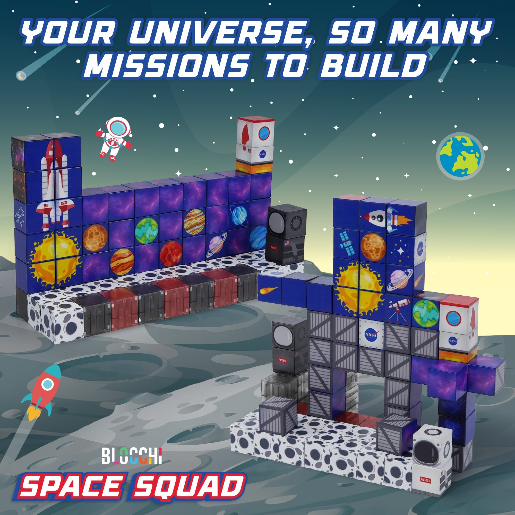 Blocchi Space Squad Magnetic Block Set 84 units by USA Toyz  4