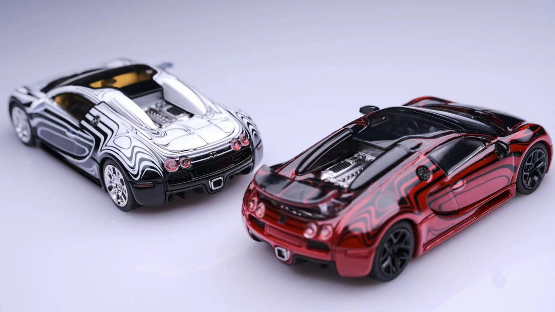 Bugatti Veyron 1:64 Scale Diecast Model by Mortal TPC in White / Black and Red / Black