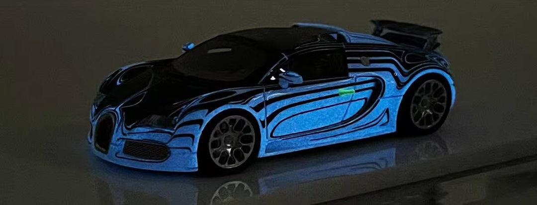 Bugatti Veyron in Luminous Blue 1:64 Scale Sealed Resin Model by LJM