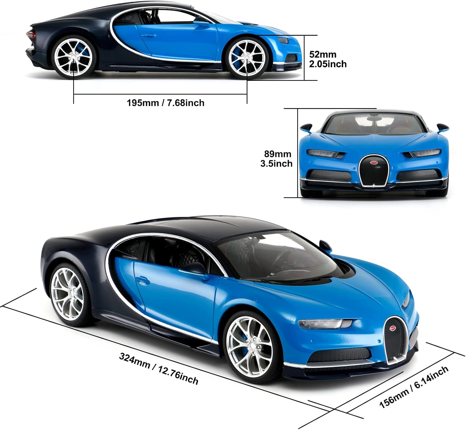 Bugatti Chiron (Blue) 1:14 Scale Remote Control Car by Rastar RAS75700B 2