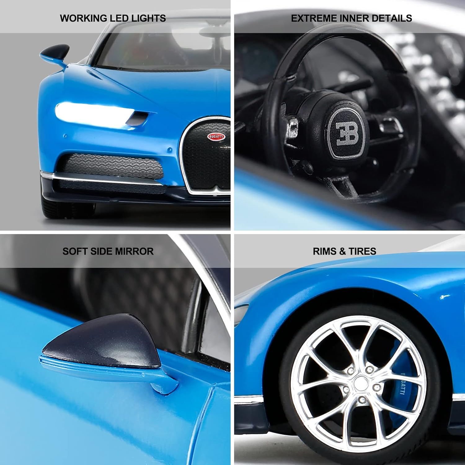 Bugatti Chiron (Blue) 1:14 Scale Remote Control Car by Rastar RAS75700B 5