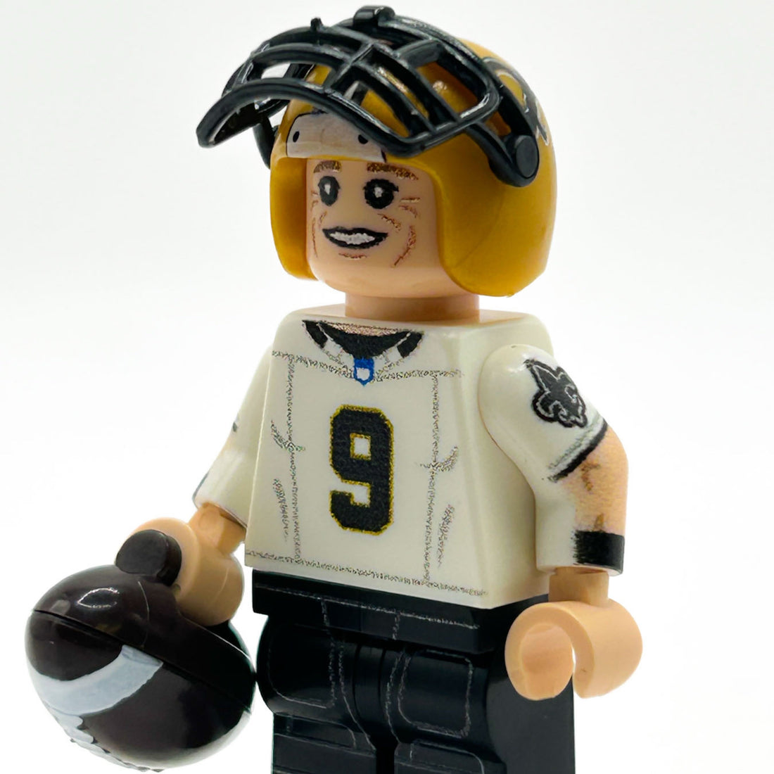 #9 QB New Orleans Football Player Minifig made using LEGO parts - B3 Customs 2