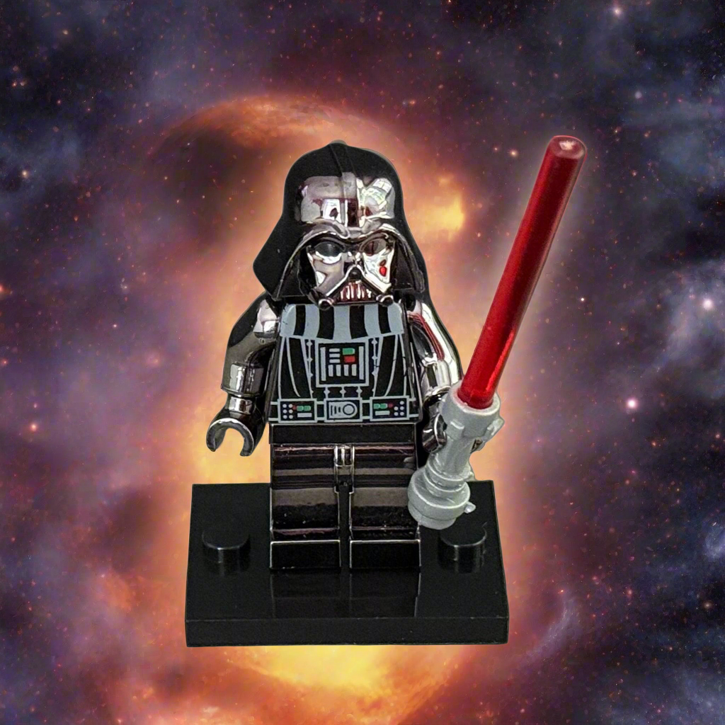 Electroplated Chrome Darth Vader – Custom Brick Compatible Minifigure for Lego