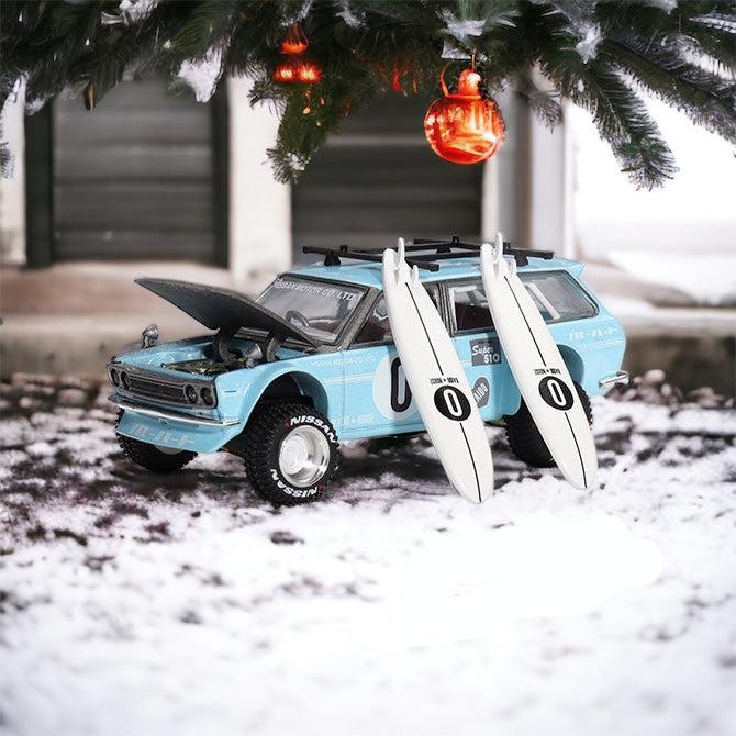 Datsun 510 Wagon Surf Safari RS Winter Holiday Edition 1:64 by Mini GT x Kaido House KHMG092