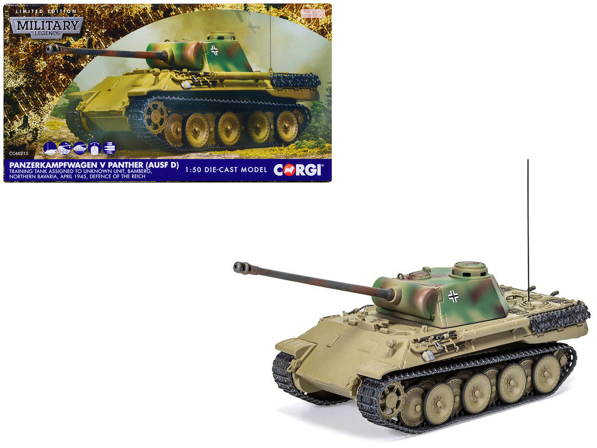 Panzerkampfwagen V Panther (Ausf D) Tank "Training Unit Bamberg North Bavaria Defence of the Reich" (1945) German Army "Military Legends" Series 1/50 Diecast Model by Corgi-2