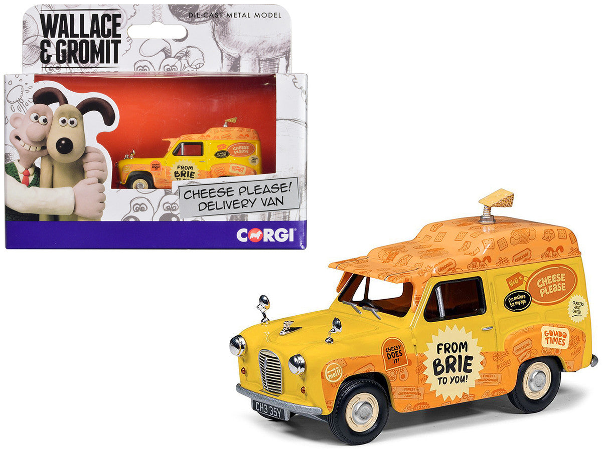 Austin A35 Van RHD (Right Hand Drive) Yellow "Cheese Please" "Wallace & Gromit" Diecast Model Car by Corgi-0